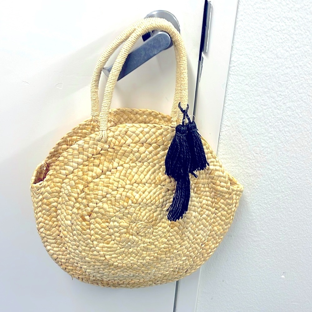 L*Space Natural Woven Tote with Black Accent